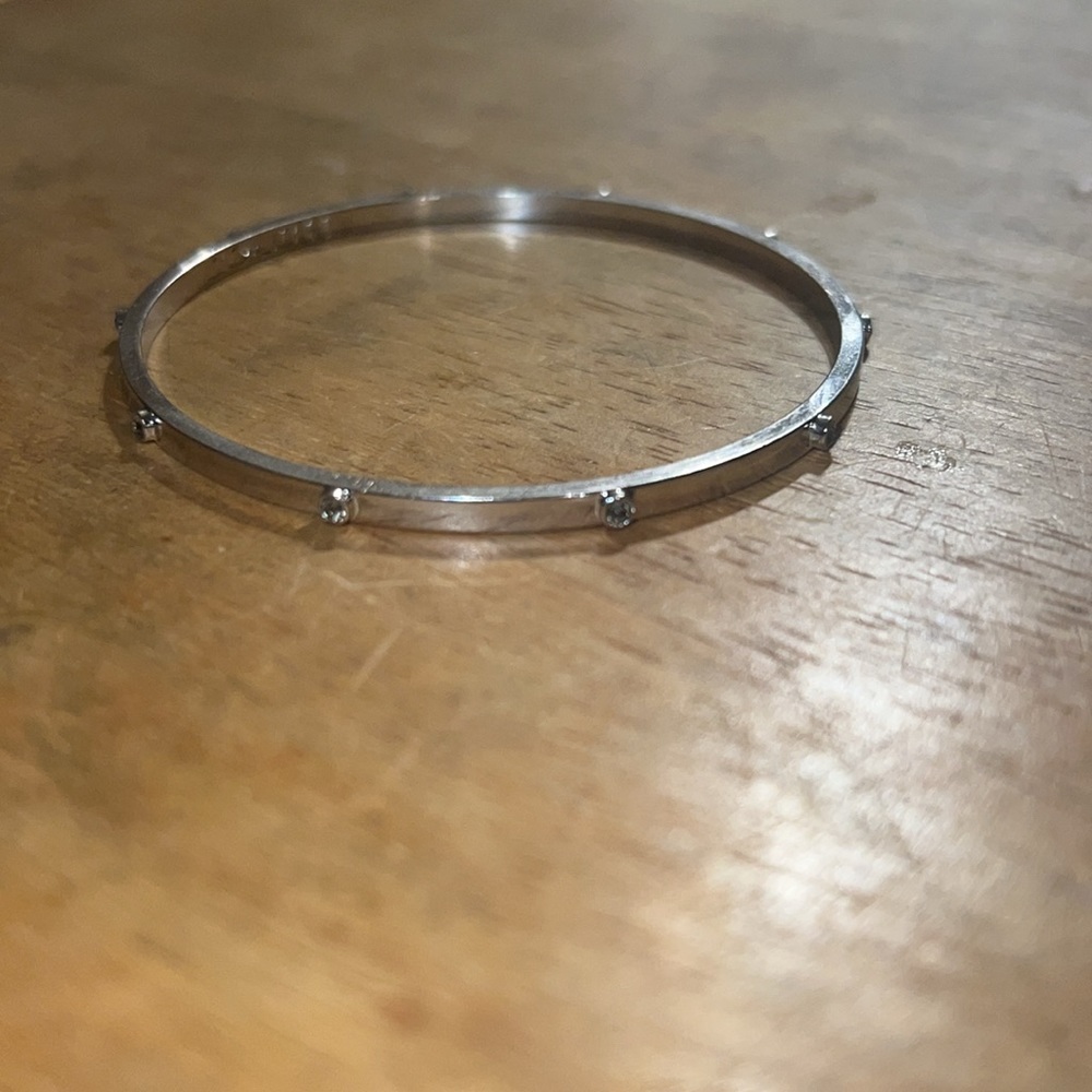 Coach Silver Tone Rhinestone Bangle